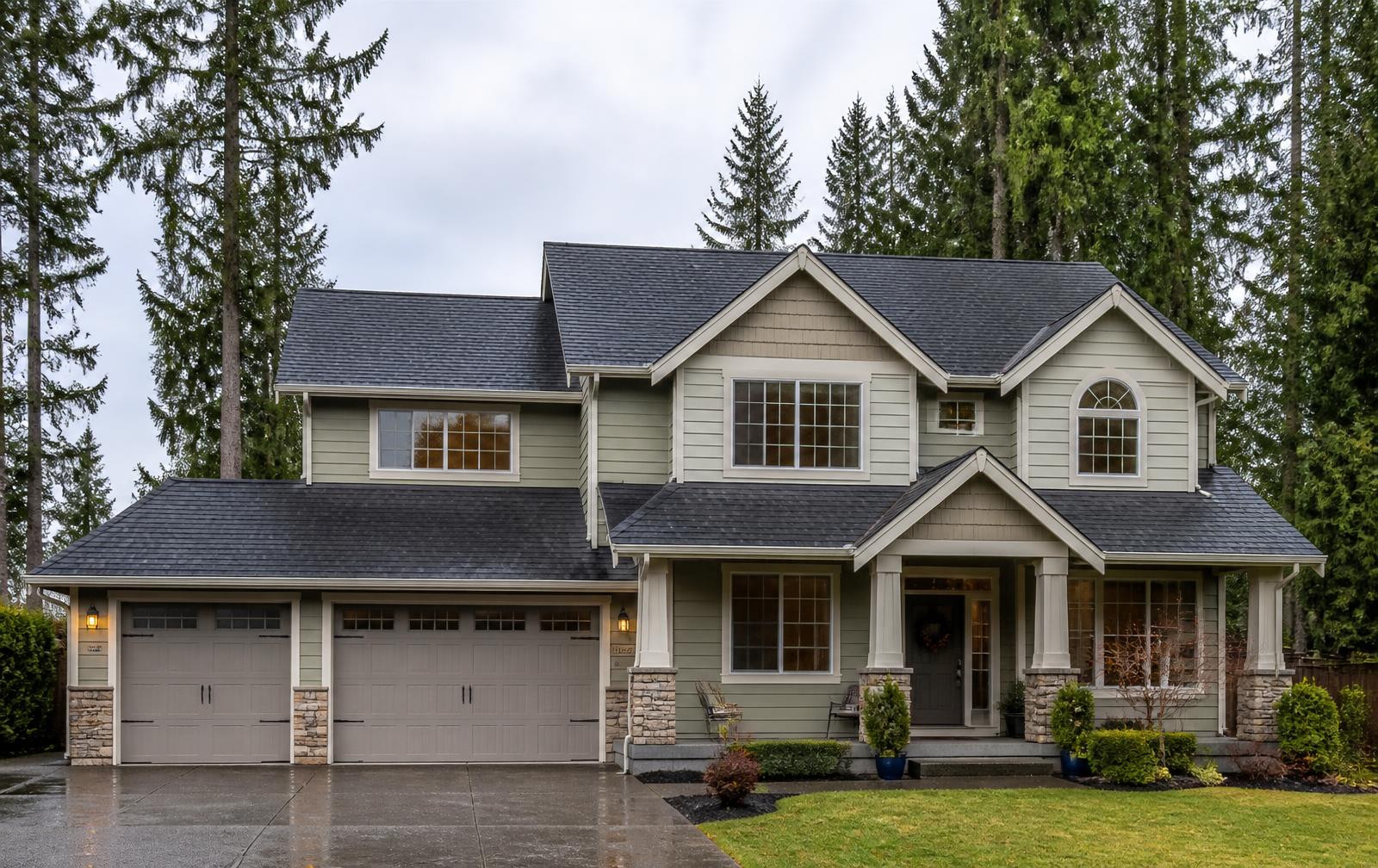 Completed asphalt shingle roof replacement on a Gresham, Oregon home